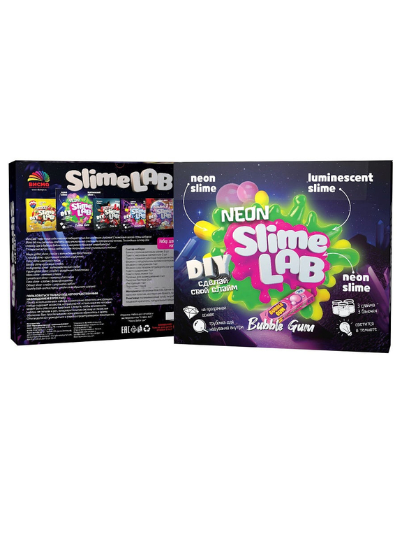 Набор для экспериментов ВИСМА Slime lab Неон Бабл гам