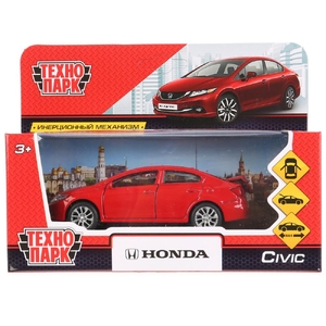 Модель металлическая HONDA CIVIC длина 12 см, красный