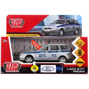 Машина со светом и звуком LADA Priora Полиция 12 см серебристый