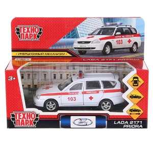 Машина LADA Priora Скорая ПОМОЩЬ 12 см белый