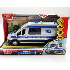 Модель Ford Transit Полиция 22,5 см серебристый ТМ Технопарк