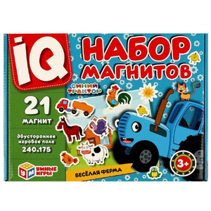 Игра Весёлая ферма IQ набор магнитов Синий Трактор