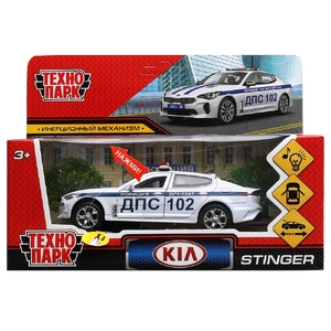 Модель KIA Stinger Полиция 12 см белый ТМ Технопарк