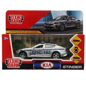 Модель KIA STINGER ПОЛИЦИЯ 12 см серебристая ТМ Технопарк