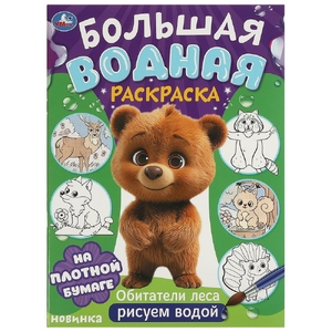 Большая водная раскраска Обитатели леса