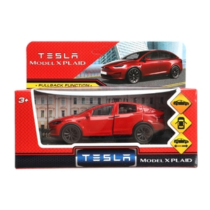 Модель металлическая tesla model x plaid 12 см красный
