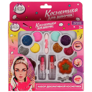 Косметика тени, тени с блестками, помада, блеск, лак