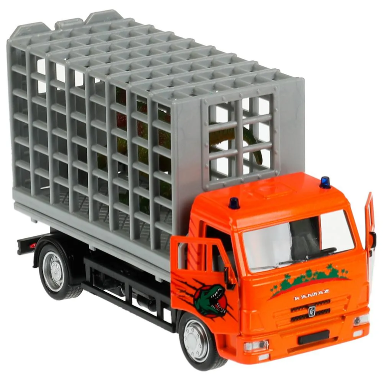 Модель металлическая KAMAZ С ДИНОЗАВРОМ 14 см