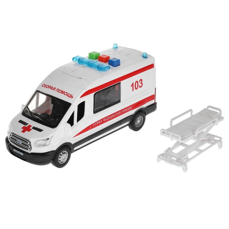 Модель пластиковая свет-звук FORD TRANSIT СКОРАЯ 16 см