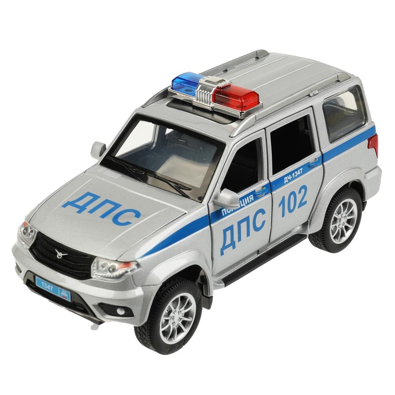 Модель металлическая свет звук UAZ ПАТРИОТ ПОЛИЦИЯ 17 см