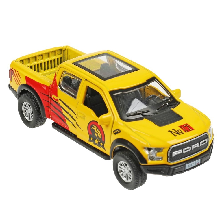 Модель металлическая FORD F150 RAPTOR ДИНОЗАВРЫ 12 см  желтый
