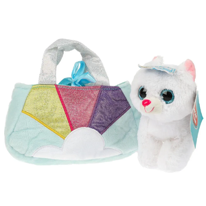 Мягкая игрушка кошка с короной 15см в сумочке