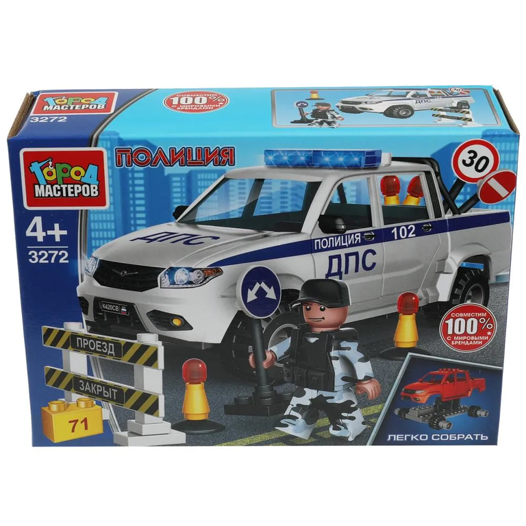 Конструктор UAZ PICKUP патруль ДПС 71 дет