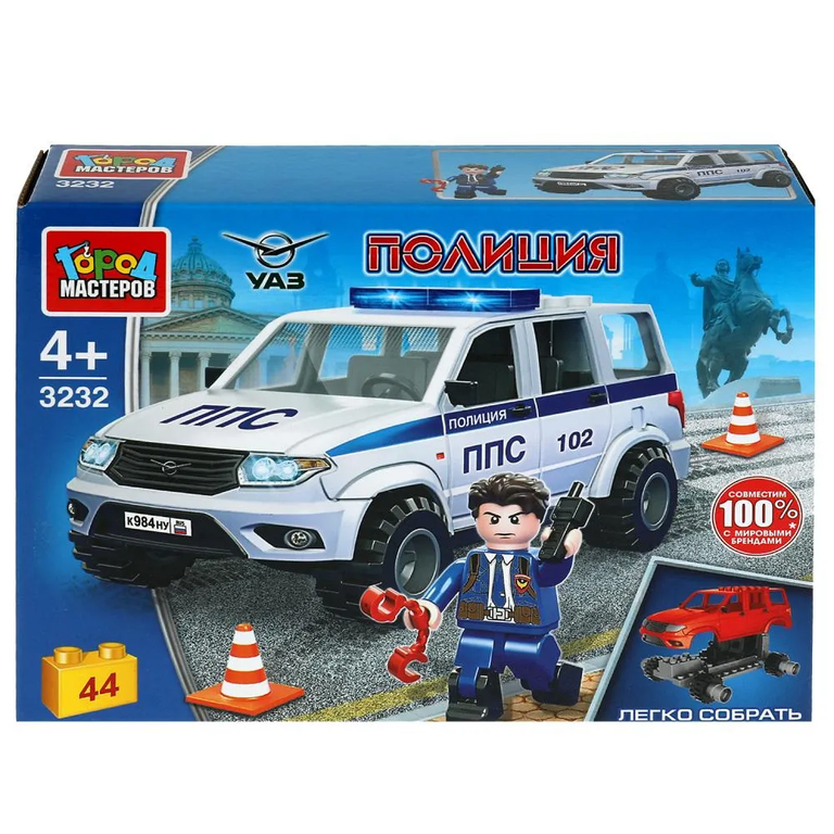 Конструктор Uaz Patriot ПОЛИЦИЯ, 44  дет