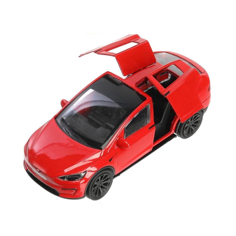 Модель металлическая tesla model x plaid 12 см красный