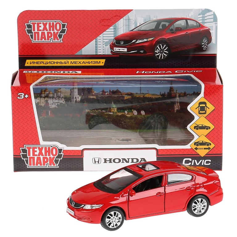 Модель металлическая HONDA CIVIC длина 12 см, красный