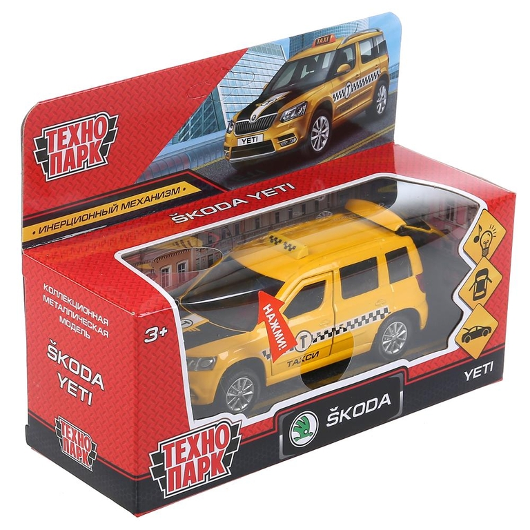 Модель металлическая свет-звук SKODA YETI ТАКСИ 12 cm