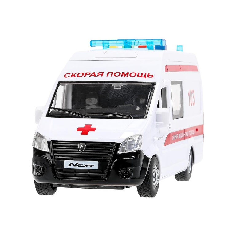 Модель пластиковая свет - звук ГАЗЕЛЬ NEXT СКОРАЯ 22,5 см